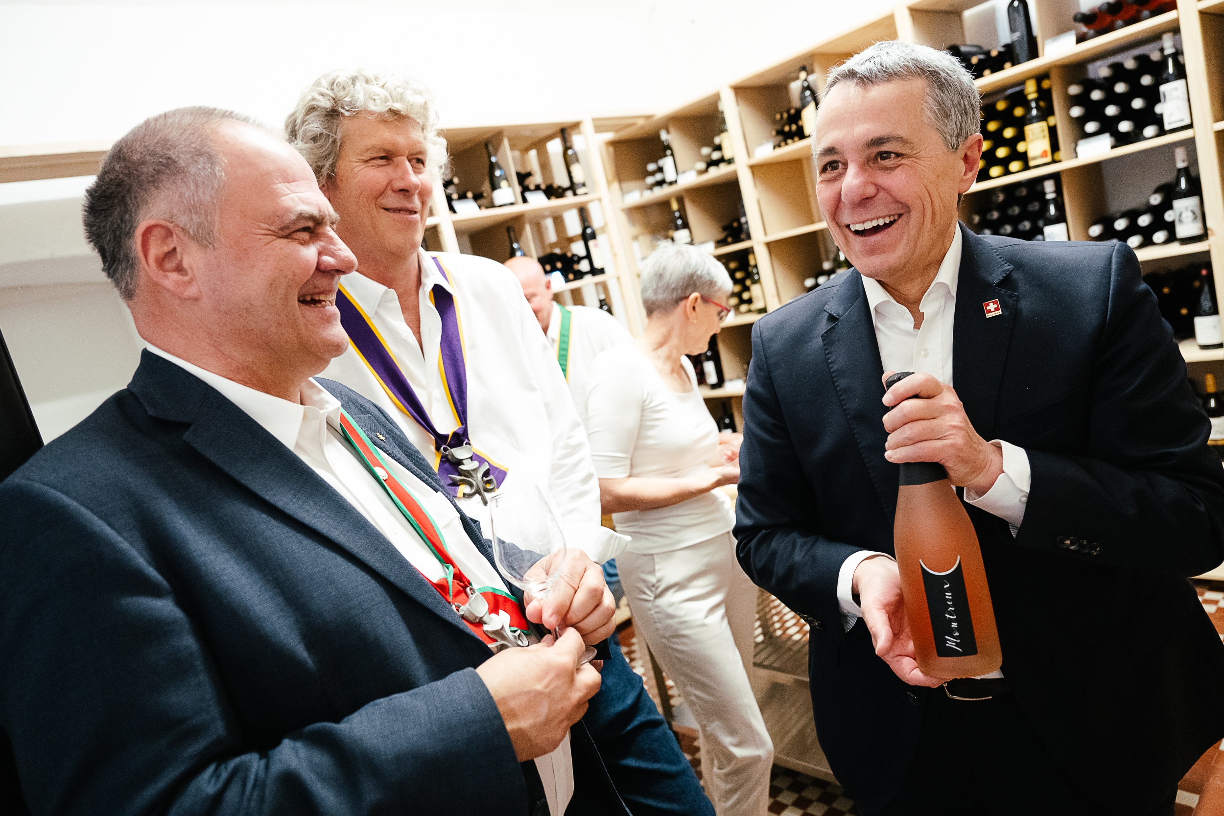 Eric Loup, Matteo Huber et Ignazio Cassis au Carnotzet Ticino, photo Romain Rochat